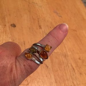 Sterling and amber ring